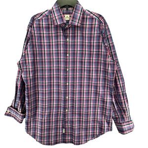 Peter Millar Crown Sport Shirt Mens L Multicolor Plaid Button Up Preppy Casual